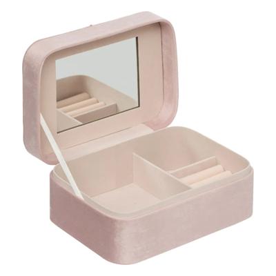 Sieradenkistje Bijou - 15 x 9 x 21 cm - roze - Juwelenkistje - met spiegel en vakjes indeling