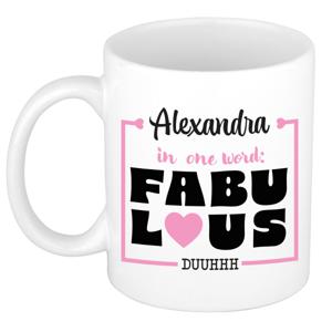 Naam mok Alexandra - wit - Fabulous - keramiek - 300 ml - cadeau collega beker