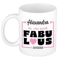 Naam mok Alexandra - wit - Fabulous - keramiek - 300 ml - cadeau collega beker