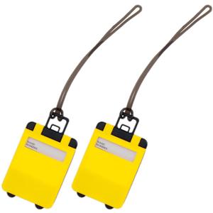 Kofferlabel van 9,5 cm - Pakket van 2x stuks - Reiskoffer reisaccessoires - geel - beschrijfbaar