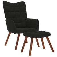 Relaxstoel met voetenbank fluweel zwart