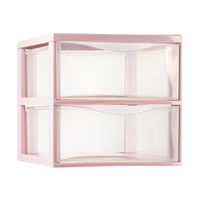 Ladeblokje/bureau organizer met 2x lades - transparant/roze - L26 x B36 x H25 cm - plastic - thumbnail