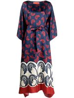 La DoubleJ robe-caftan en soie à fleurs - Bleu