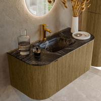 Badmeubel Mondiaz Kurve-Dlux | 100 cm cm | Meubelkleur Dusk | Wastafelkleur Lava | Solid surface | Wasbak midden spoelbak | 1 kraangat