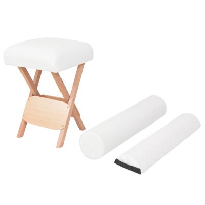 VidaXL Massagekruk met 12cm dikke zitting en 2 bolsters inklapbaar wit