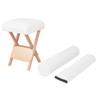 VidaXL Massagekruk met 12cm dikke zitting en 2 bolsters inklapbaar wit