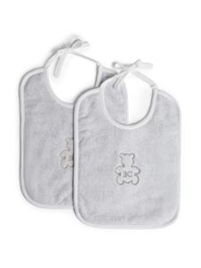 Brunello Cucinelli Kids lot de deux bavoirs en coton à logo brodé - Gris