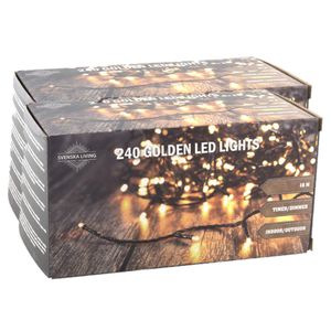 Set van 2x stuks kerstverlichting goud 1800 cm