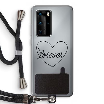 Forever heart black: Huawei P40 Pro Transparant Hoesje met koord