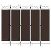 Kamerscherm met 5 panelen 200x180 cm bruin