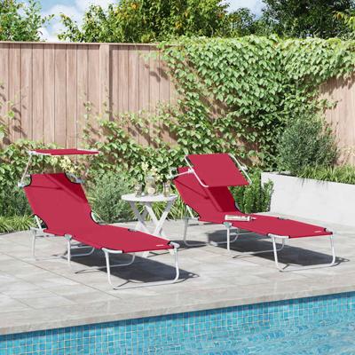 Ligstoel 2-persoon 2 pcs Rood 58 x 188 x 77cm Stof