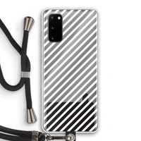 Strepen zwart-wit: Samsung Galaxy S20 Transparant Hoesje met koord