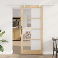 Schuifdeur Bruin 93 x 202 cm Hout en metaal