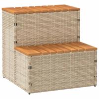 VidaXL Hottub-opstap 50x50x50,5cm poly rattan&massief acaciahout beige