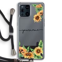 Zonnebloemen: Oppo Find X3 Pro Transparant Hoesje met koord