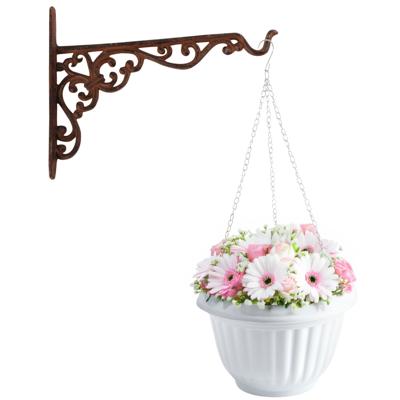 Hangpot + Muurhaak Bari - wit - D20 cm - kunststof - metaal - tuinaccessoires