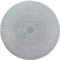 10x Ronde placemats zilver geponste gaatjes 41 cm - thumbnail