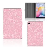 Samsung Galaxy Tab S6 Lite | S6 Lite (2022) Tablet Cover White Flowers - thumbnail