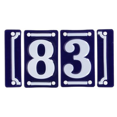 Best for Boots huisnummer 83 - met sierrand - Oudhollands - emaille - blauw/wit