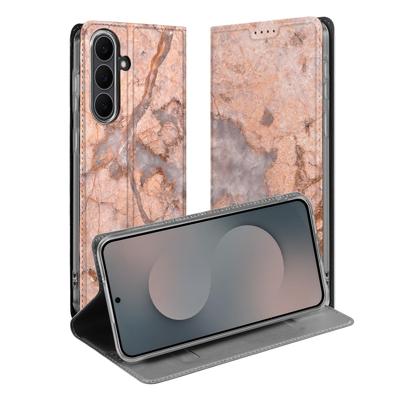 Bookcase Samsung Galaxy S25 FE Marmer Oranje