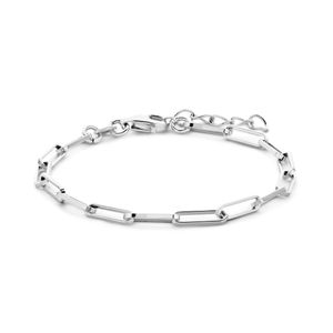 Armband Paperclip Zilver Vierkante Buis 3,0 mm 18 cm