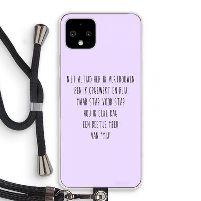Zelfvertrouwen: Pixel 4 Transparant Hoesje met koord
