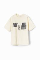 T-shirt met patch en borduursels - WHITE - XL