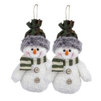 Kersthanger pluche sneeuwpop knuffeltjes - 2x - 15 cm - Kersthangers