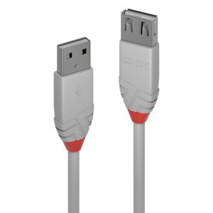 LINDY USB-kabel USB 2.0 USB-A stekker, USB-A bus 1.00 m Grijs 36712