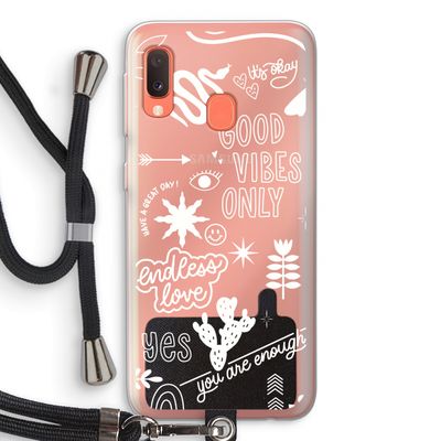 Good vibes: Samsung Galaxy A20e Transparant Hoesje met koord
