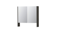 INK SPK3 spiegelkast met 2 dubbel gespiegelde deuren, open planchet, stopcontact en schakelaar 80 x 14 x 74 cm, gerookt eiken