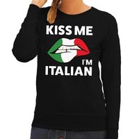 Kiss me I am Italian zwarte trui voor dames 2XL  - - thumbnail