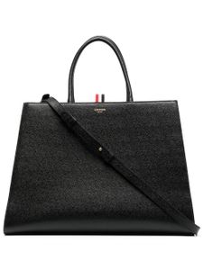 Thom Browne sac cabas en cuir grainé à logo imprimé - Noir