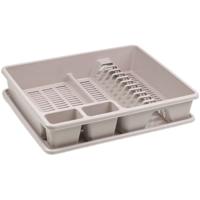 Plasticforte Afwas afdruiprek - taupe - kunststof - 48 x 38 x 9 cm - met lekbak