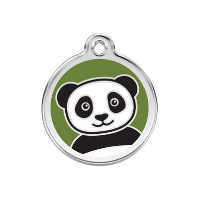 Panda Green roestvrijstalen hondenpenning medium/gemiddeld dia. 3 cm - Reddingo