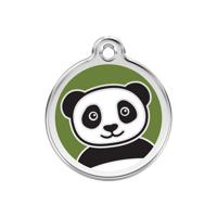 Panda Green roestvrijstalen hondenpenning medium/gemiddeld dia. 3 cm - Reddingo