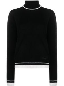 MSGM pull rayé à col montant - Noir