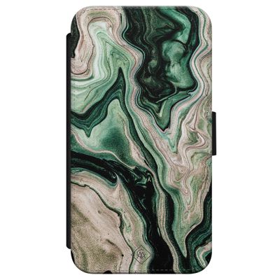 iPhone X/XS flipcase - Marmer groen goud