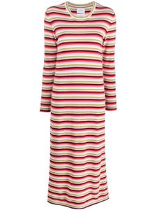 Barrie striped round-neck cashmere midi dress - Rose