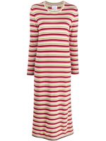 Barrie striped round-neck cashmere midi dress - Rose - thumbnail