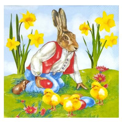 Paas thema servetten - 20x - Paashaas print - 33 x 33 cm - Pasen - feestservetten - Paasontbijt