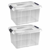 2x Stuks opberg boxen/opbergdozen 30 liter 49 x 39 x 26 cm kunststof - thumbnail