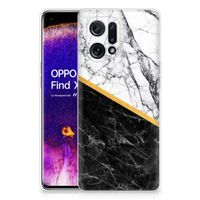 OPPO Find X5 TPU Siliconen Hoesje Marmer Wit Zwart - Origineel Cadeau Man