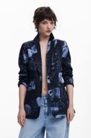 Collage-print blazer - BLUE - M