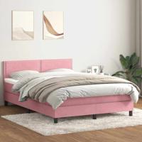 Boxspring met matras fluweel roze 160x220 cm