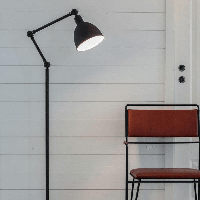Staande lamp zwart By Rydens &apos;Bazar&apos; E27 fitting verstelbaar modern 148cm