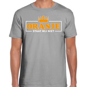 Koningsdag verkleed T-shirt voor heren - oranje staat mij niet - grijs - feestkleding