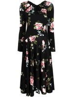 ERDEM robe mi-longue à fleurs - Noir - thumbnail