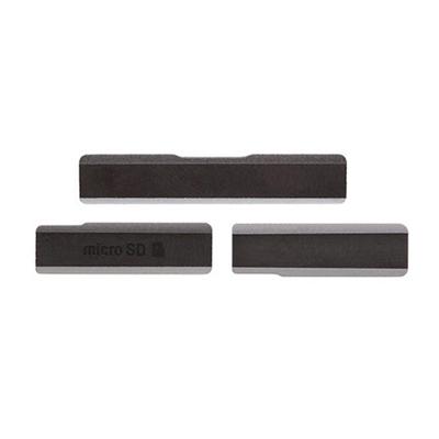 SIM-kaart Cap + USB Data opladen poort Cover + Micro SD kaart Cap stofdicht blok instellen voor Sony Xperia Z1 / L39h / C6903(Black)