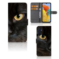 Samsung Galaxy M14 | Telefoonhoesje | Met pasjeshouder | Zwarte Kat